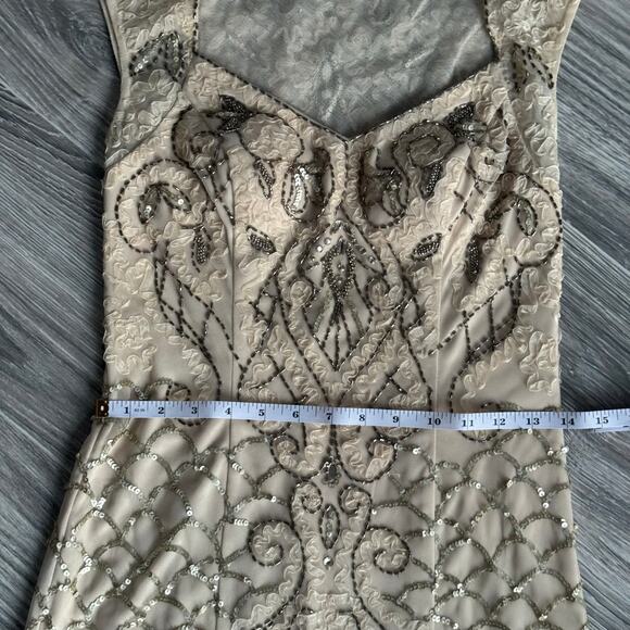 Sue Wong Embellished Cocktail Dress Size 2 Champagne Beaded - Picture 11 of 16